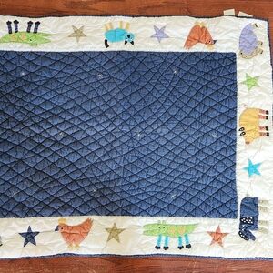 Garnet Hill Child's Farm Zoo Animal Cotton Quilt 43x34